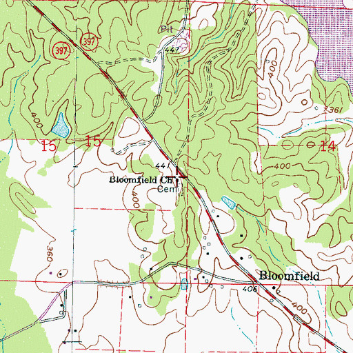 Topographic Map of Bloomfield Church, MS