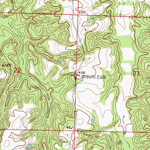 Topographic Map of Blount Cemetery, MS
