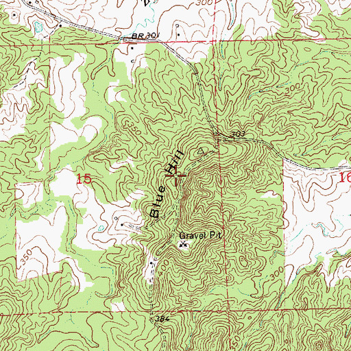 Topographic Map of Blue Hill, MS