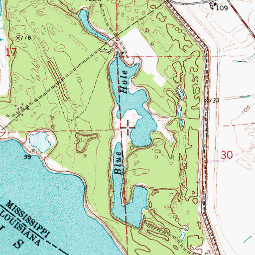 Topographic Map of Blue Hole, MS