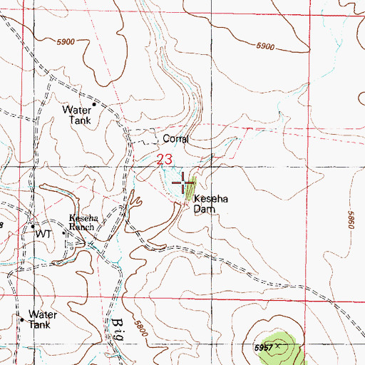 Topographic Map of Kesena Dam, AZ