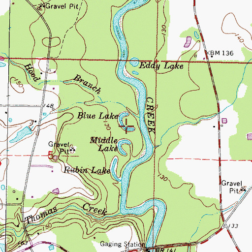 Topographic Map of Blue Lake, MS