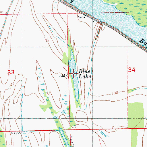 Topographic Map of Blue Lake, MS
