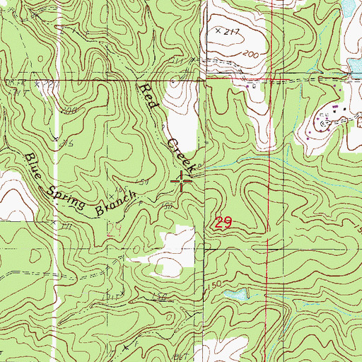Topographic Map of Blue Spring Branch, MS