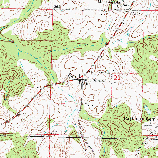 Topographic Map of Blue Spring Church, MS