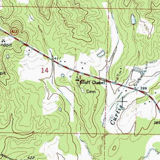Topographic Map of Bluff Chapel, MS