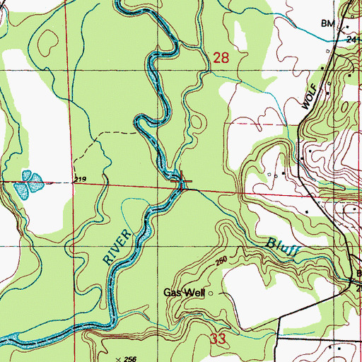 Topographic Map of Bluff Creek, MS