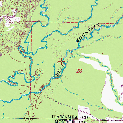 Topographic Map of Bluff Creek, MS