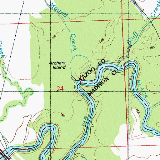 Topographic Map of Bluff Creek, MS