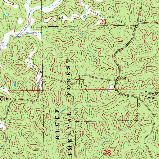 Topographic Map of Bluff Experimental Forest, MS