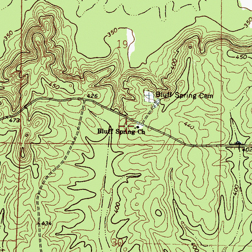 Topographic Map of Bluff Spring Church, MS