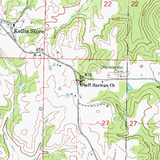 Topographic Map of Bluff Springs Church, MS