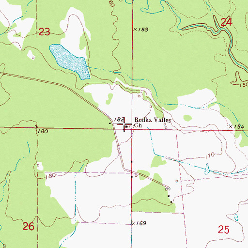 Topographic Map of Bodka Valley Church, MS