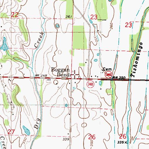 Topographic Map of Boggan Bend, MS