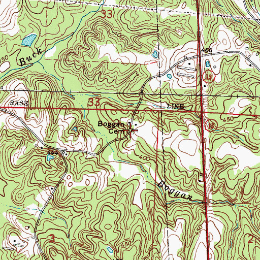Topographic Map of Boggan Cemetery, MS