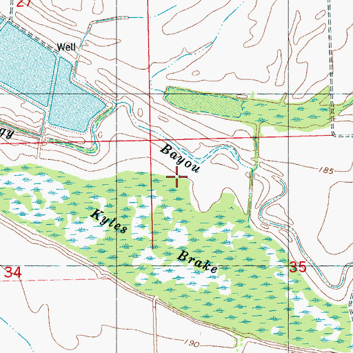 Topographic Map of Boggy Bayou, MS