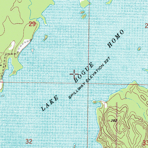 Topographic Map of Lake Bogue Homo, MS