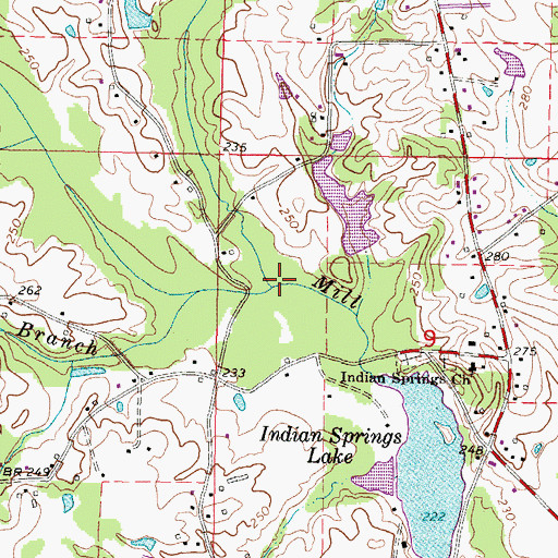 Topographic Map of Boler Branch, MS