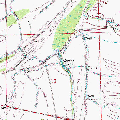 Topographic Map of Boles Lake, MS