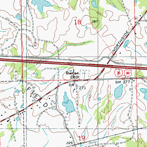 Topographic Map of Bolton Cemetery, MS