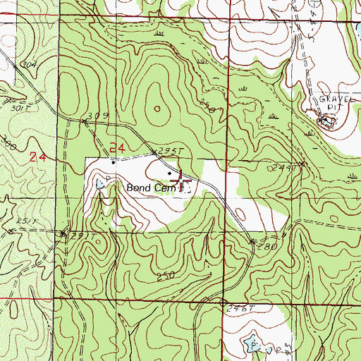Topographic Map of Bond Cemetery, MS