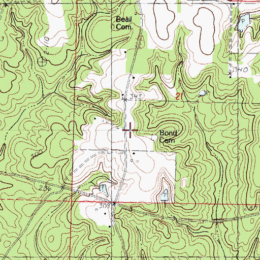 Topographic Map of Bond Cemetery, MS