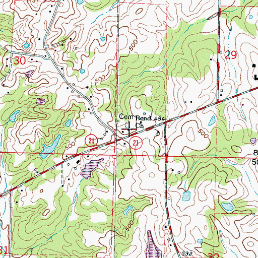 Topographic Map of Bond Church, MS