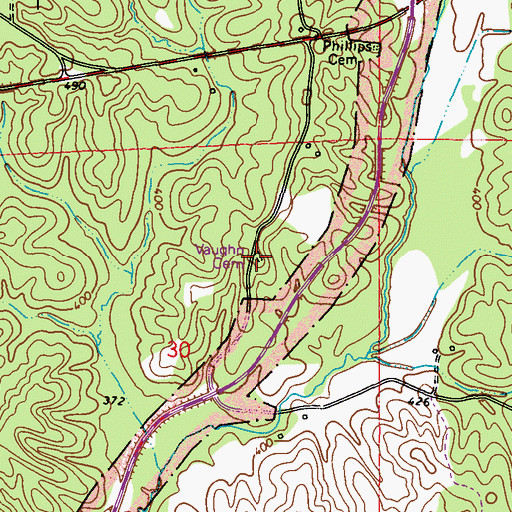 Topographic Map of Bonds Cemetery, MS