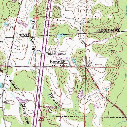 Topographic Map of Bonner, MS