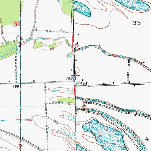 Topographic Map of Bonnie Blue School, MS