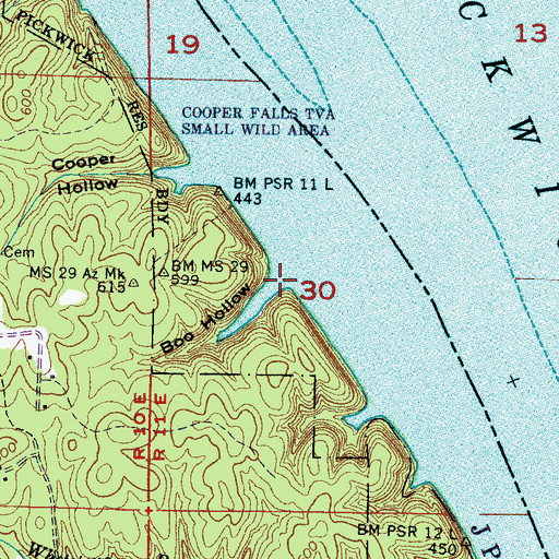 Topographic Map of Boo Hollow, MS
