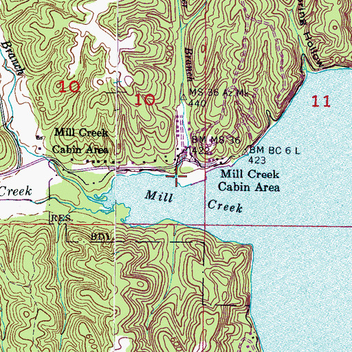 Topographic Map of Booker Branch, MS