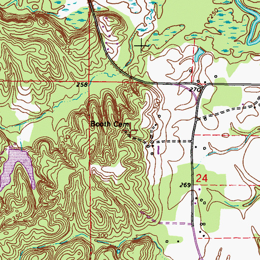 Topographic Map of Booth Cemetery, MS