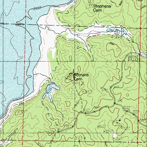 Topographic Map of Bornard Cemetery, MS