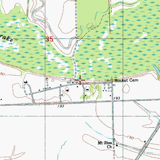 Topographic Map of Bosket Cemetery, MS