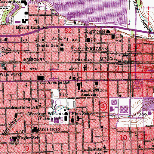 Topographic Map of Township of Vaugine, AR