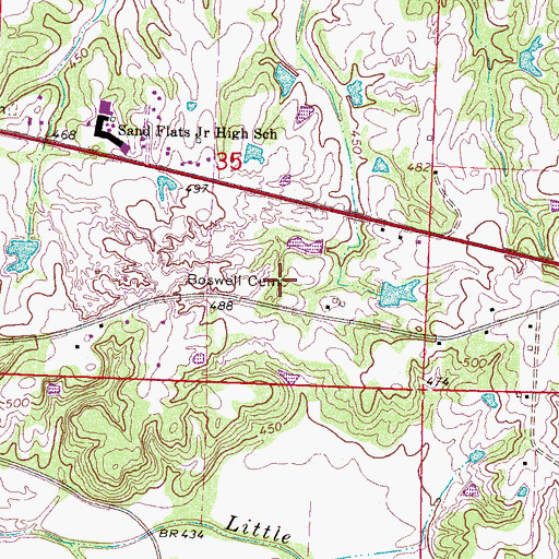 Topographic Map of Boswell Cemetery, MS