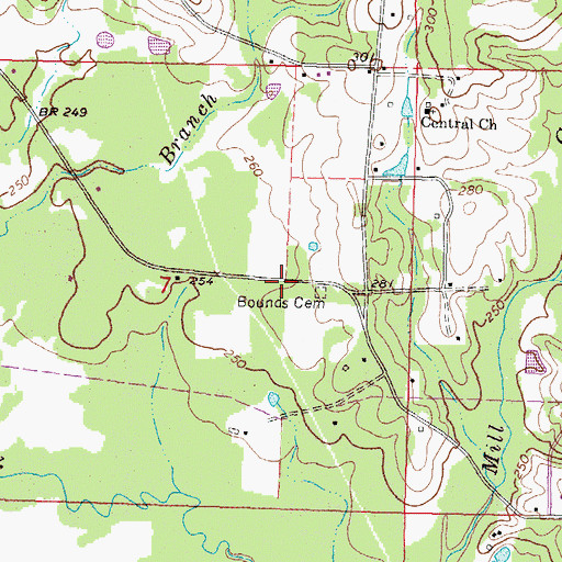 Topographic Map of Bounds Cemetery, MS