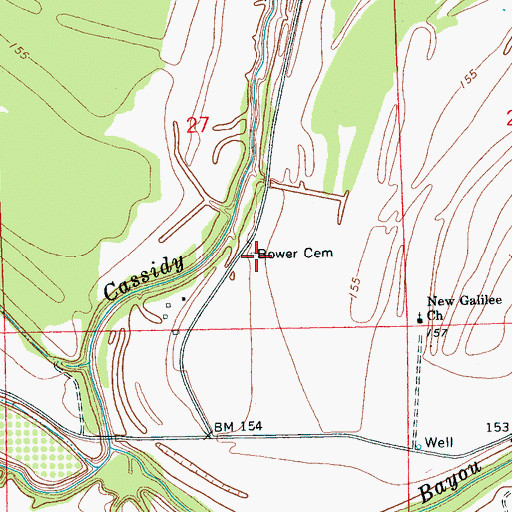 Topographic Map of Bower Cemetery, MS