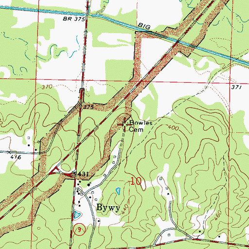Topographic Map of Bowles Cemetery, MS