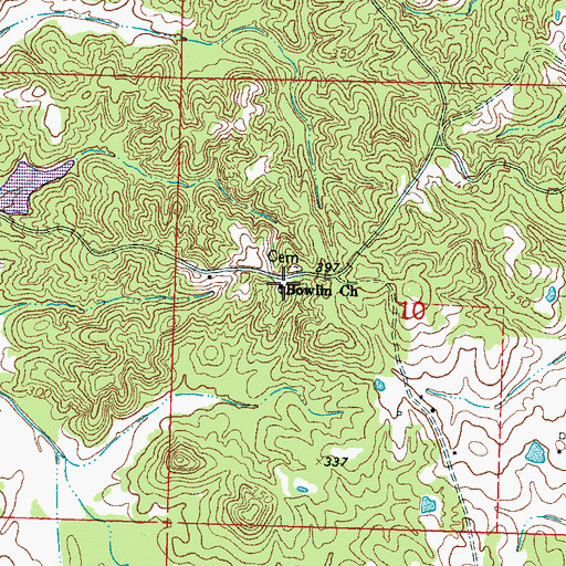 Topographic Map of Bowlin Baptist Church, MS