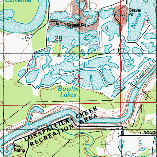 Topographic Map of Bowlin Lake, MS