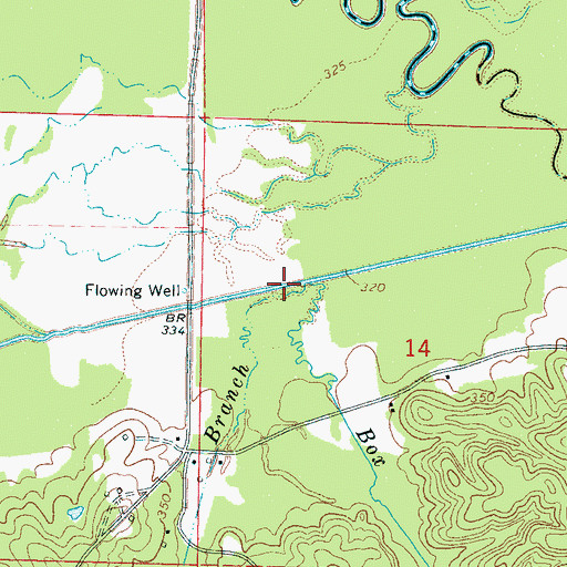 Topographic Map of Box Branch, MS