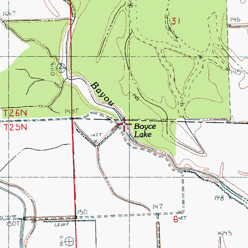 Topographic Map of Boyce Lake, MS
