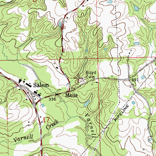Topographic Map of Boyd Cemetery, MS