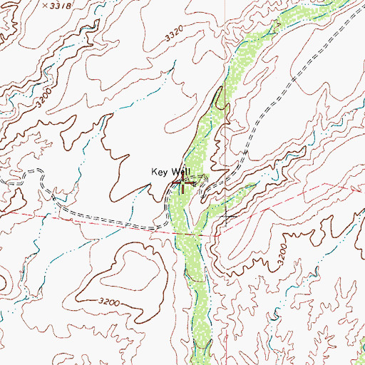 Topographic Map of Key Well, AZ