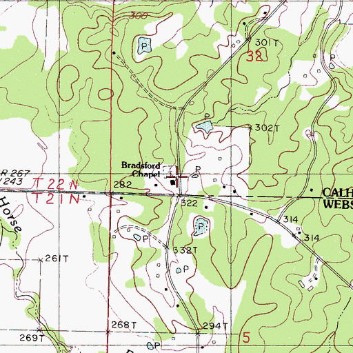 Topographic Map of Bradsford Chapel, MS