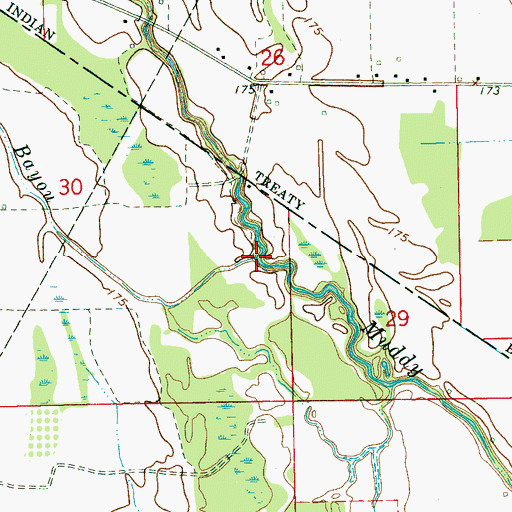 Topographic Map of Brady Bayou, MS