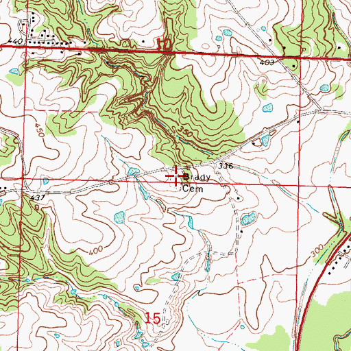 Topographic Map of Brady Cemetery, MS