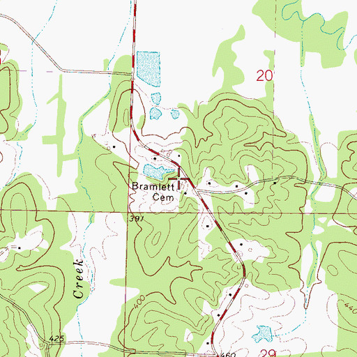 Topographic Map of Bramlett Cemetery, MS